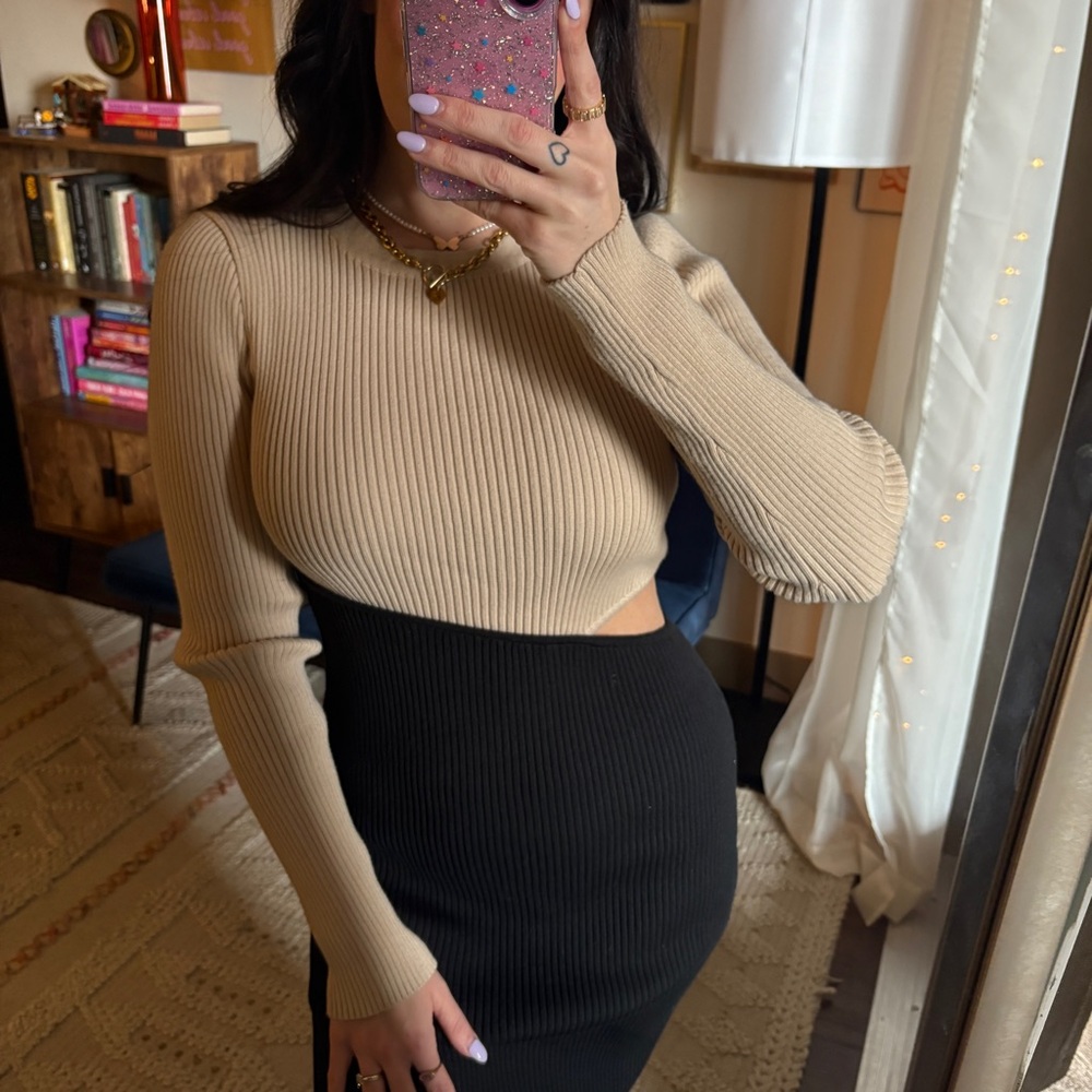 Lulus Cutout Color Block Midi Sweater Dress - Picture 4 of 11
